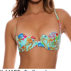 Luli Fama Vibrant Coral Reef Bikini Top